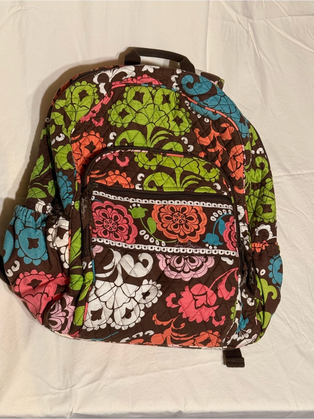 Retired Vera Bradley Mod Floral Pink Quilted Backpack - Picture 3 of 9